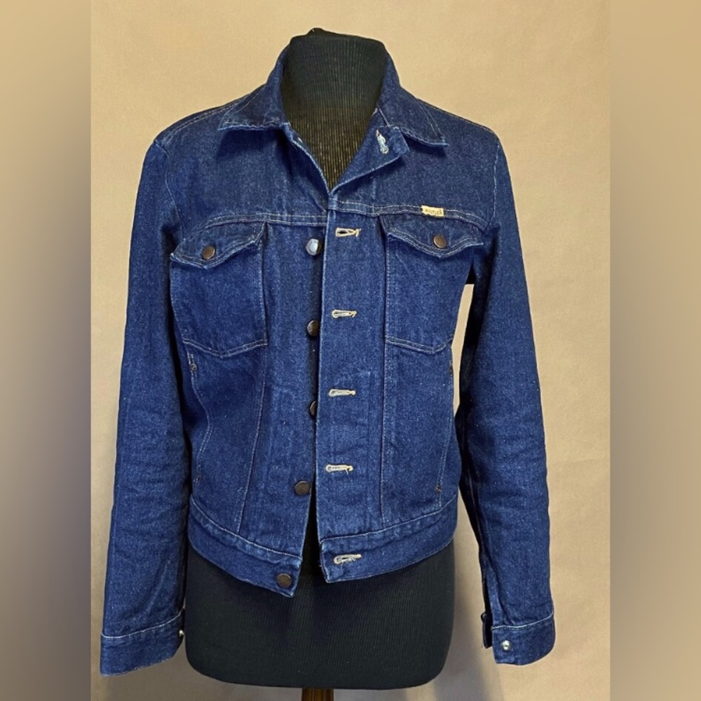 Vintage Denim Rustler Jacket, 100% Cotton, Made in the USA, Dark Wash Denim Med